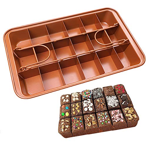 nuluxi Moldes para Brownies Brownie Pan con Divisore Metal Antiadherente Bandeja para Brownie Molde de Horno Desmontable Acero Al Carbono Molde para Pasteles Horneado Profesional Accesorios de Cocina