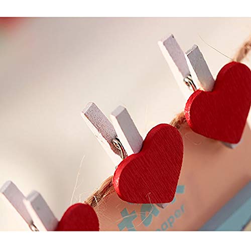 Nuluxi Rojo Corazón Pinzas de Madera Mini Rojo Pinzas de Madera Pequeñas Forma De Corazón Clavijas De Madera Práctico para Fiesta Boda Día de San Valentín de Artesanías Artículos (50 Piezas, Rojo)