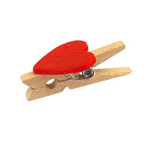 Nuluxi Rojo Corazón Pinzas de Madera Mini Rojo Pinzas de Madera Pequeñas Forma De Corazón Clavijas De Madera Práctico para Fiesta Boda Día de San Valentín de Artesanías Artículos (50 Piezas, Rojo)