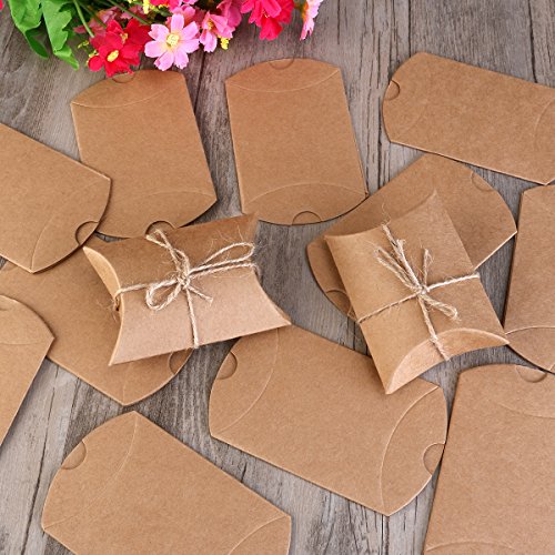 NUOLUX Kraft Vintage Boxes Brown Shabby Rústico Wrapping Gift Candy Boxes con la boda de la cuerda Favor Pack de 50