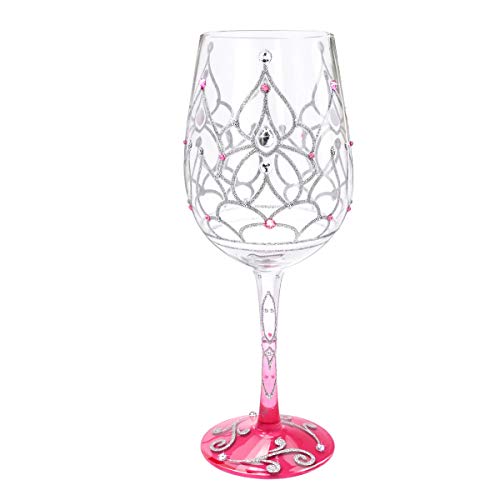 NymphFable Copa de Vino Pintada a Mano Corona de la Princesa Copa de Vino Tinto 15 oz para Cumpleaños, Bodas, Fiestas de Compromiso