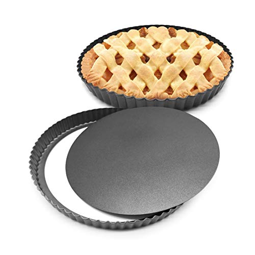 O-Kinee Quiche Tart Pan, Antiadherentes Loose Bottom Tart Pie, Round Tart Quiche Pan con Base Desmontable, 28cm