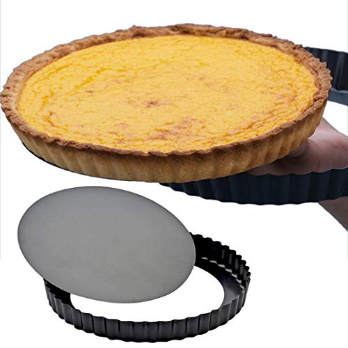 O-Kinee Quiche Tart Pan, Antiadherentes Loose Bottom Tart Pie, Round Tart Quiche Pan con Base Desmontable, 28cm