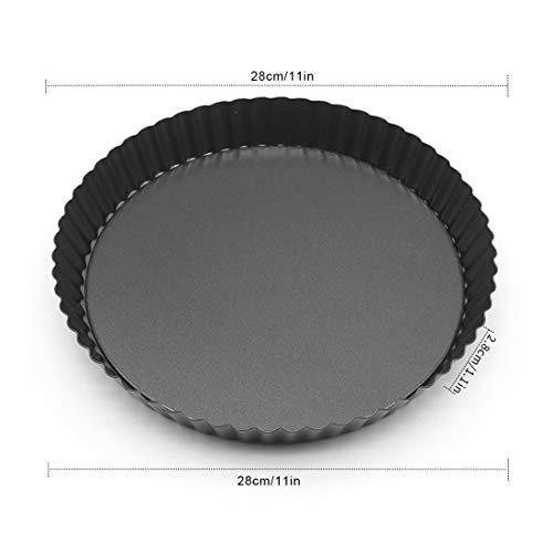 O-Kinee Quiche Tart Pan, Antiadherentes Loose Bottom Tart Pie, Round Tart Quiche Pan con Base Desmontable, 28cm