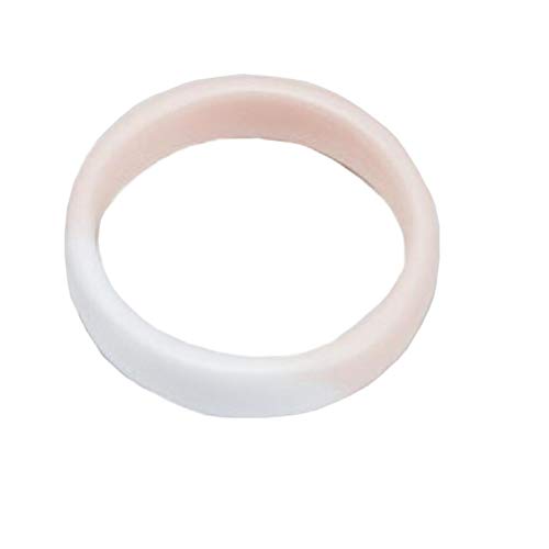 OAKKY 6MM Clásico Sencillo Boda Banda Degradado Anillo Mujer Cerámico Llanura Princesa Corte Blanco Albaricoque Dos Colores Costura Tamaño 12