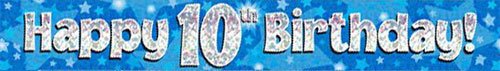 Oaktree 624719 "Happy 10th Birthday 'papel de aluminio pancarta holográfica, azul