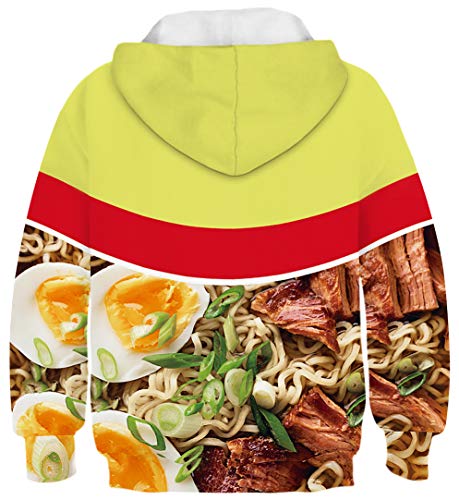 Ocean Plus Niño Colorido 3D Sudaderas con Capucha Adolescentes Pull-Over Kids Sudadera Manga Larga Hoodie (XL (Altura: 155-160cm), Ramen de Ternera)