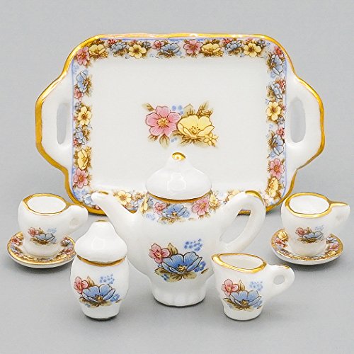 Odoria 1/12 Miniatura 8PZ Conjunto de Tazas de Té Porcelana Cocina Accesorio para Casa de Muñecas