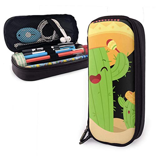 Oficina Del Cinco De Mayo Con Cactus Divertido De Dibujos Animados Con Sombrero,Papelería Estuche,Plumier Colegio Pen,Estuche Escolar,Bolso De Cosméticos,Bolsa De Lápices,Estuche De Lápices