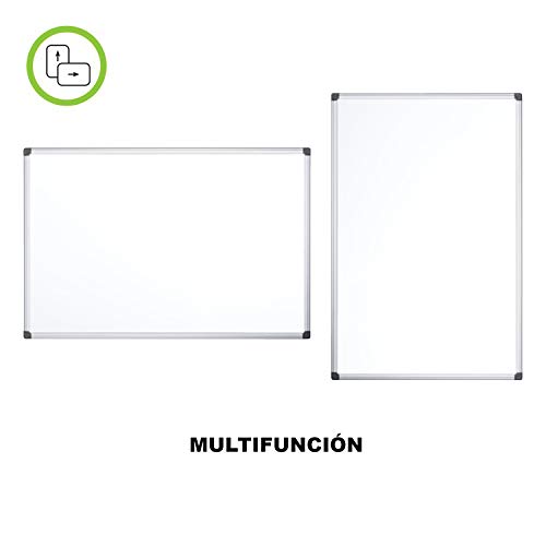 OFITURIA® Pizarra Blanca Magnética Lacada Con Marco De Aluminio Resistente Fácil De Borrar En Seco, Medida 120x90 cm