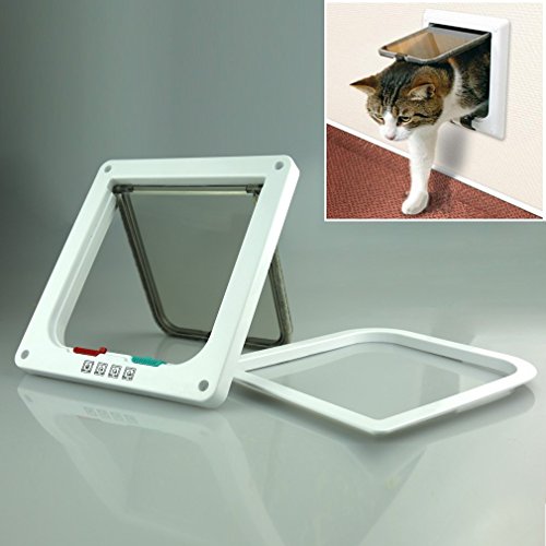 OIZEN Puerta Magnetica(23x25x5.5cm), 4-Modo Puerta Bloqueable de Aleta para Gato Perrito Mascota Seguridad