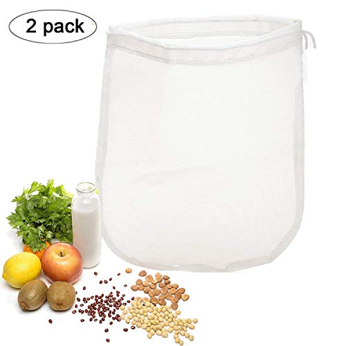 OldPAPA 75μm Nut milk bag, bolsa para hacer leches vegetales,bolsa para hacer queso, zumos (Paquete de 2) vegetales100% Nylon Perfecto como colador