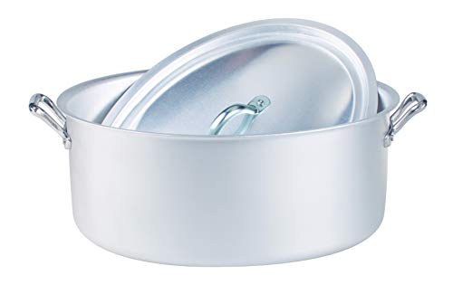 Ollas Agnelli Oval cazuela con Dos Asas y Tapa, BLTF Aluminio con Acabado Mate, Plata, 32 cm