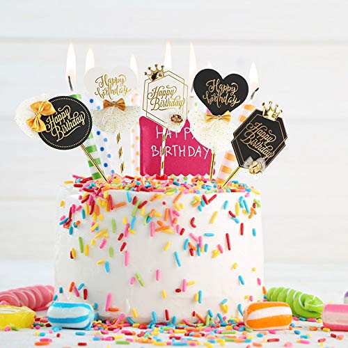 Olymajy Happy Birthday Topper Tarta, 5 Piezas Cake Topper Personalizado, con Corona, Lazo, Flor y Gasa Dorada, Decoración para Cupcakes de Tartas para Fiestas de Baby Shower de Niños