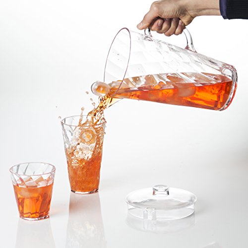 Omada Design 4 vasos para bebidas 50 cl, transparente y de color, Diamond Line