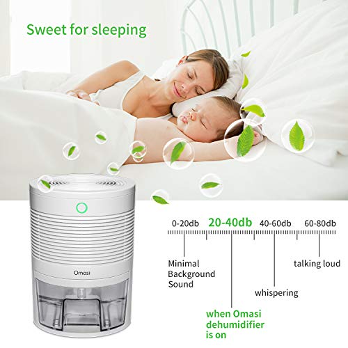 Omasi Deshumidificador electrico 600ml,Portátiles Deshumidificadores Absorben Agua 300 ml / 24 h，apagado automático, para Hogar Salón Habitación Oficina Blanco