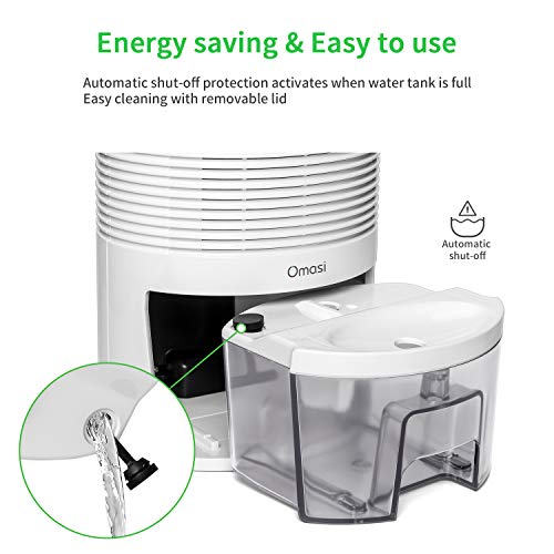 Omasi Deshumidificador electrico 600ml,Portátiles Deshumidificadores Absorben Agua 300 ml / 24 h，apagado automático, para Hogar Salón Habitación Oficina Blanco