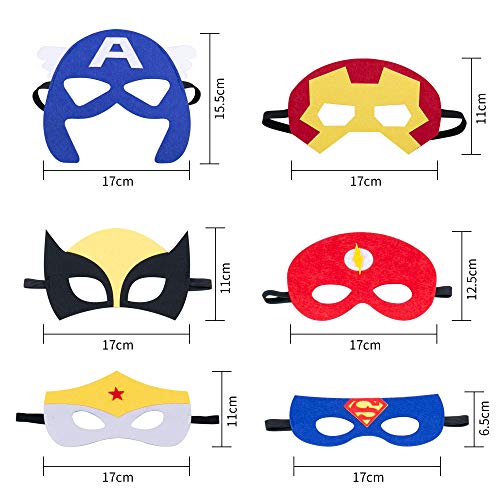 Omew Máscaras de Superhéroe, Accesorio de Fiesta Infantil y Adultos,Máscaras de Fieltro Mitad Máscara de Cosplay con Cuerda Elástica Máscaras de Ojos para Niños Mayores de 3 años（30 Pcs）