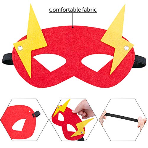 Omew Máscaras de Superhéroe, Accesorio de Fiesta Infantil y Adultos,Máscaras de Fieltro Mitad Máscara de Cosplay con Cuerda Elástica Máscaras de Ojos para Niños Mayores de 3 años（30 Pcs）