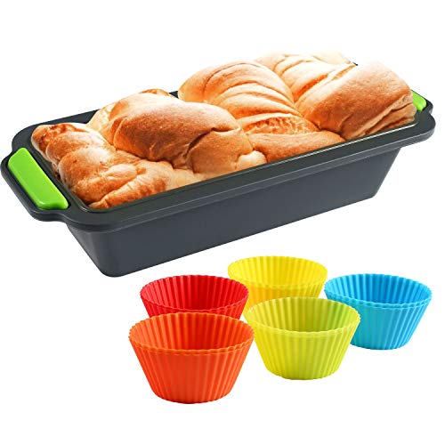 OMZGXGOD Bizcochos y Tostadas +10Pcs Moldes de Horneado，Molde Antiadherente para Pan，Moldes de Panadería Tostadas Rectangular，Tostadas de Silicona，moldes de Pan Rectangular