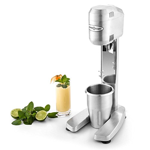 oneConcept DM-B - Bar-Mixer, Mezclador de bebidas, Mini-vaso mezclador, Batidos, Potencia 400 W, Hasta 16.000 rpm, 650 ml de capacidad, Vaso de acero inoxidable, Plateado