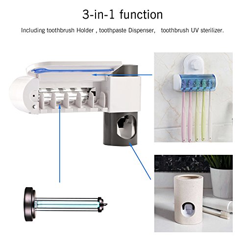 ONEVER Porta Cepillo de Dientes Esterilizador de Cepillo de Dientes Soporte de Almacenamiento Automático de Cepillo de Dientes Automático Montado en la Pared para el Baño, Niños de Antibacteria