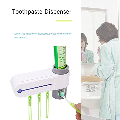 ONEVER Porta Cepillo de Dientes Esterilizador de Cepillo de Dientes Soporte de Almacenamiento Automático de Cepillo de Dientes Automático Montado en la Pared para el Baño, Niños de Antibacteria