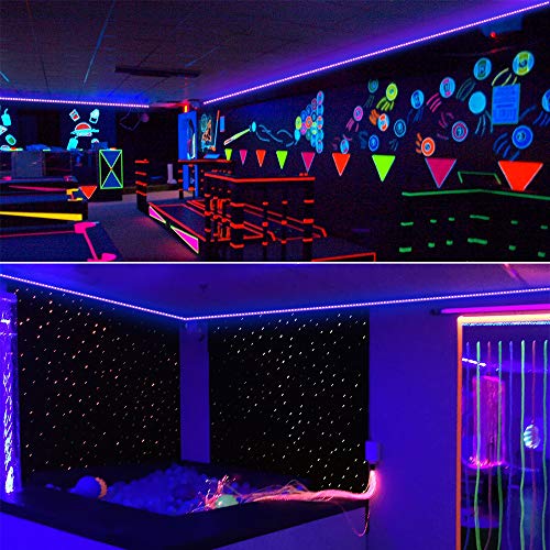 Onforu 5M Luz UV Tiras Cadenas LED Ultravioleta 300 LEDs 12V 2835 Luz Negra, Adaptador Incluido, Iluminación Interior Flexible No-Impermeable para Bar Club DJ Disco Fiesta KTV Pintura Corporal