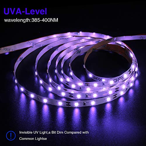 Onforu 5M Luz UV Tiras Cadenas LED Ultravioleta 300 LEDs 12V 2835 Luz Negra, Adaptador Incluido, Iluminación Interior Flexible No-Impermeable para Bar Club DJ Disco Fiesta KTV Pintura Corporal