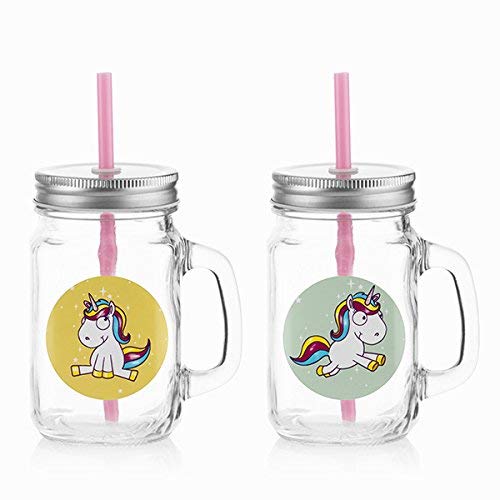 ootb Set 2 Jarras Pajita Unicornio 13 Cm, Multicolor, 13 C, 2