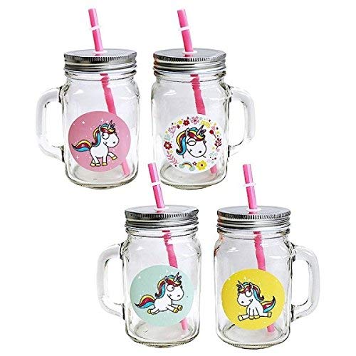 ootb Set 2 Jarras Pajita Unicornio 13 Cm, Multicolor, 13 C, 2