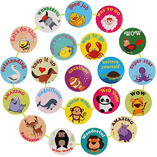 OOTSR 294 piezas recompensa pegatinas de animales, 1.5" pegatina animal lindo Pegatinas de Alabanza para recompensa de niños, Cupcake Topper, artesanía, 7 estilos/rollo, 3 rollos