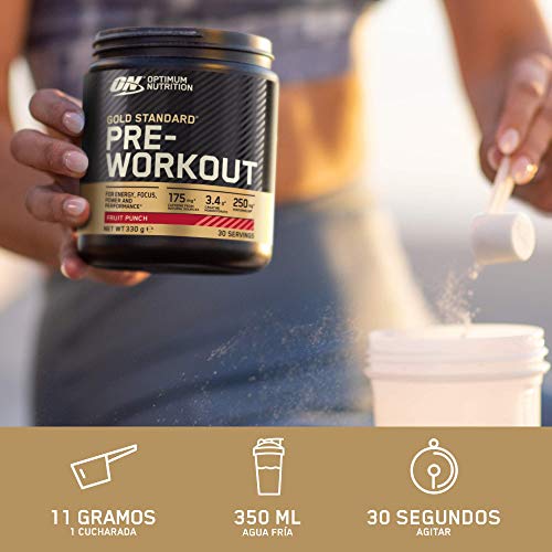 Optimum Nutrition Gold Standard Pre Workout en Polvo, Bebida Energética con Creatina Monohidratada, Beta Alanina, Cafeína y Vitamina B Complex, Sandía, 30 Porciones, 330g, Embalaje Puede Variar