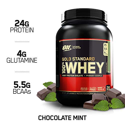 Optimum Nutrition ON Gold Standard 100% Whey Proteína en Polvo Suplementos Deportivos, Glutamina y Aminoacidos, BCAA, Chocolate y Menta, 29 Porciones, 900g, Embalaje Puede Variar