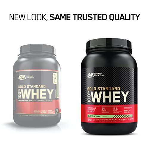 Optimum Nutrition ON Gold Standard 100% Whey Proteína en Polvo Suplementos Deportivos, Glutamina y Aminoacidos, BCAA, Chocolate y Menta, 29 Porciones, 900g, Embalaje Puede Variar