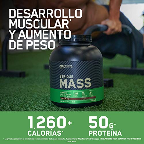 Optimum Nutrition ON Serious Mass Proteina en Polvo Mass Gainer Alto en Proteína, con Vitaminas, Creatina y Glutamina, Vainilla, 16 Porciones, 5.45kg, Embalaje Puede Variar