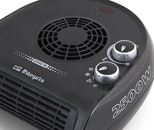 Orbegozo FH 5032 - Calefactor, termostato regulable, 2 niveles de potencia, función ventilador aire frío, calor instantáneo, indicador luminoso, asa de transporte, 2500 W, negro