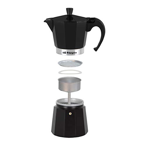 Orbegozo KFN 610 - Cafetera italiana de aluminio, capacidad para 6 tazas, color negro