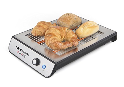 Orbegozo TO 2020 - Tostador plano, desconexión automática, bandeja recogemigas, 600 W, acero inoxidable