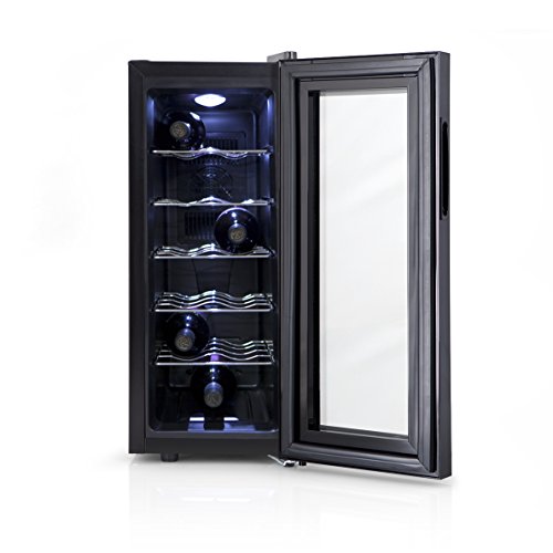 Orbegozo VT 1210, Vinoteca 12 Botellas, 70 W, Led, Display Digital, Panel de Control Táctil, 5 Estantes Extraíbles Cromados, 35 l, Negro