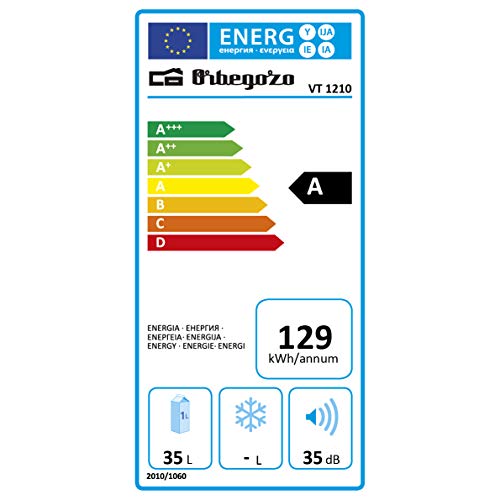 Orbegozo VT 1210, Vinoteca 12 Botellas, 70 W, Led, Display Digital, Panel de Control Táctil, 5 Estantes Extraíbles Cromados, 35 l, Negro