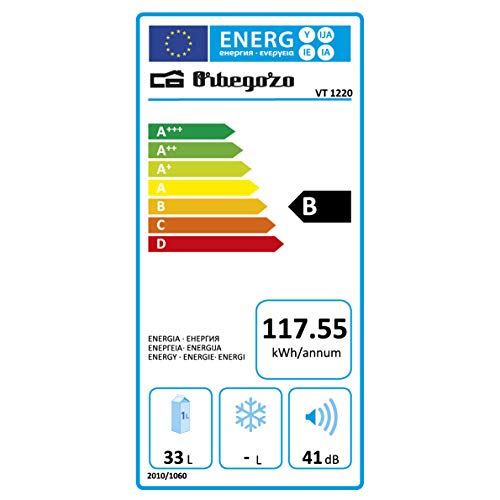 Orbegozo VT 1220 – Vinoteca 12 botellas, 33 litros de capacidad, temperatura regulable, panel táctl, display digital, luz LED, 70 W