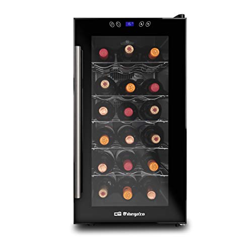 Orbegozo VT 1860 – Vinoteca 18 botellas, 52 litros de capacidad, temperatura regulable, panel táctl, display digital, luz LED, 70 W