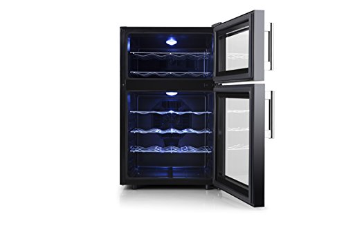 Orbegozo VT 2410 – Vinoteca 24 botellas, 52 litros de capacidad, temperatura regulable, panel táctl, display digital, luz LED, dual-zone, 130 W