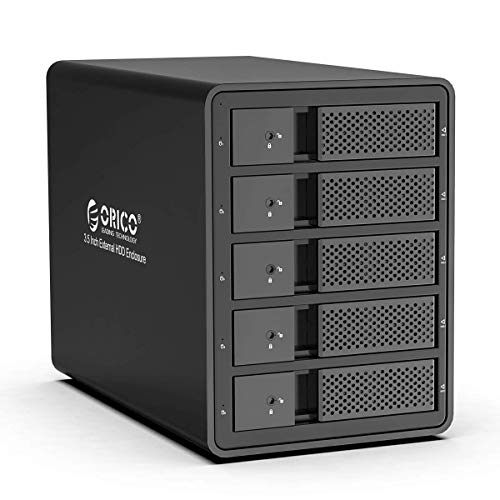 ORICO Caja de 5 bahías USB 3.0 a SATA HDD Externa para 3.5"HDD Soporte 80 TB (5 x 16 TB) Caja de aleación de Aluminio Raid Admite Almacenamiento en Modo Raid