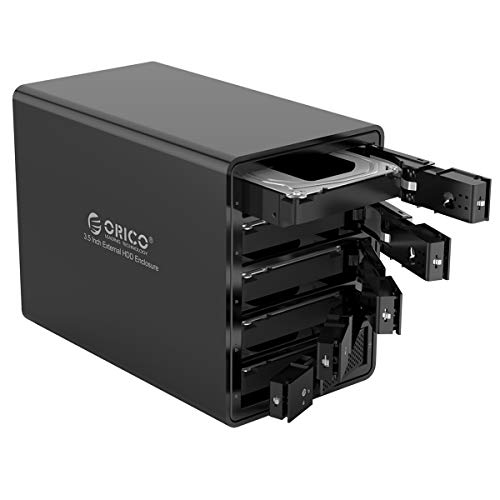 ORICO Caja de 5 bahías USB 3.0 a SATA HDD Externa para 3.5"HDD Soporte 80 TB (5 x 16 TB) Caja de aleación de Aluminio Raid Admite Almacenamiento en Modo Raid