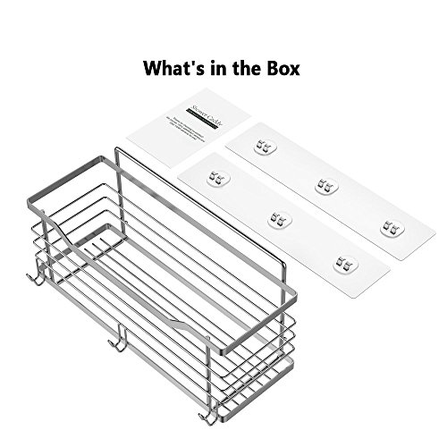 Oriware Adhesivo Estantes Cesta para Ducha Estanteria Organizador Baño SUS304 Acero Inoxidable Sin Taladro - 31 x 11.5 x 12 cm