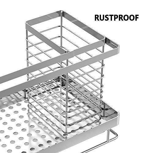 Oriware Organizador Sink Caddy Soporte para Utensilios de Cocina para el fregadero Acero Inoxidable - 25 x 15 x 15 cm