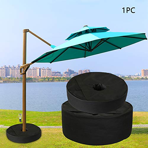 OSISTER7 - Bolsa de peso para sombrilla de patio, base redonda, bolsa de peso de tela Oxford resistente con gran apertura y asa para sombrillas de patio al aire libre, 38 cm