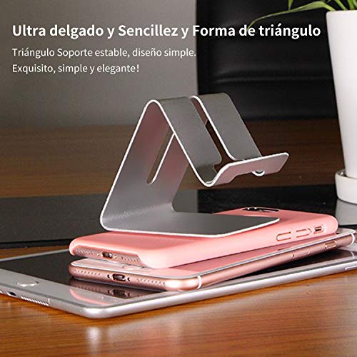 Ossky Soporte móvil Mesa,Soporte Tablet,Soporte Teléfono Mesa Aluminio,Soporte Dock Base para iPhone Samsung Huawei, etc.Se Adapta a Todos los Smartphones y Tabletas de Menos de 9.7 Pulgadas [Plata]